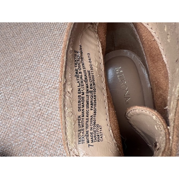 Merona wedges woman's 7 Tan Faux Suede Lace Up Wedge Heel Ankle Booties Casual - Picture 2 of 6